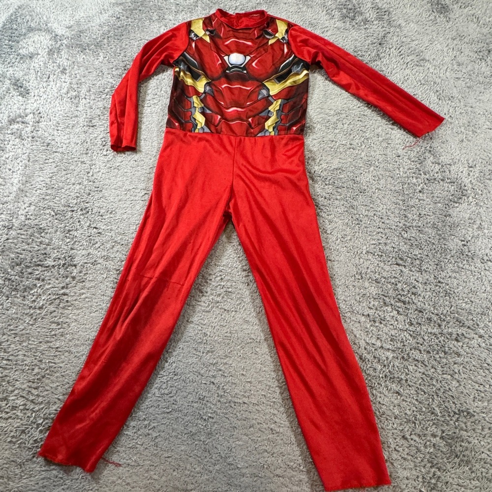 Marvel Boys Iron Man Superhero Jumpsuit Costume Red Gold Armor Print